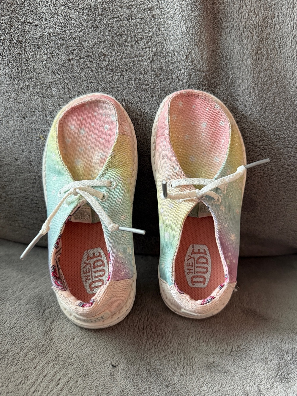 Hey Dude Kids Pastel Rainbow Tie-Dye Sneakers - Pink, Yellow, Green, Blue